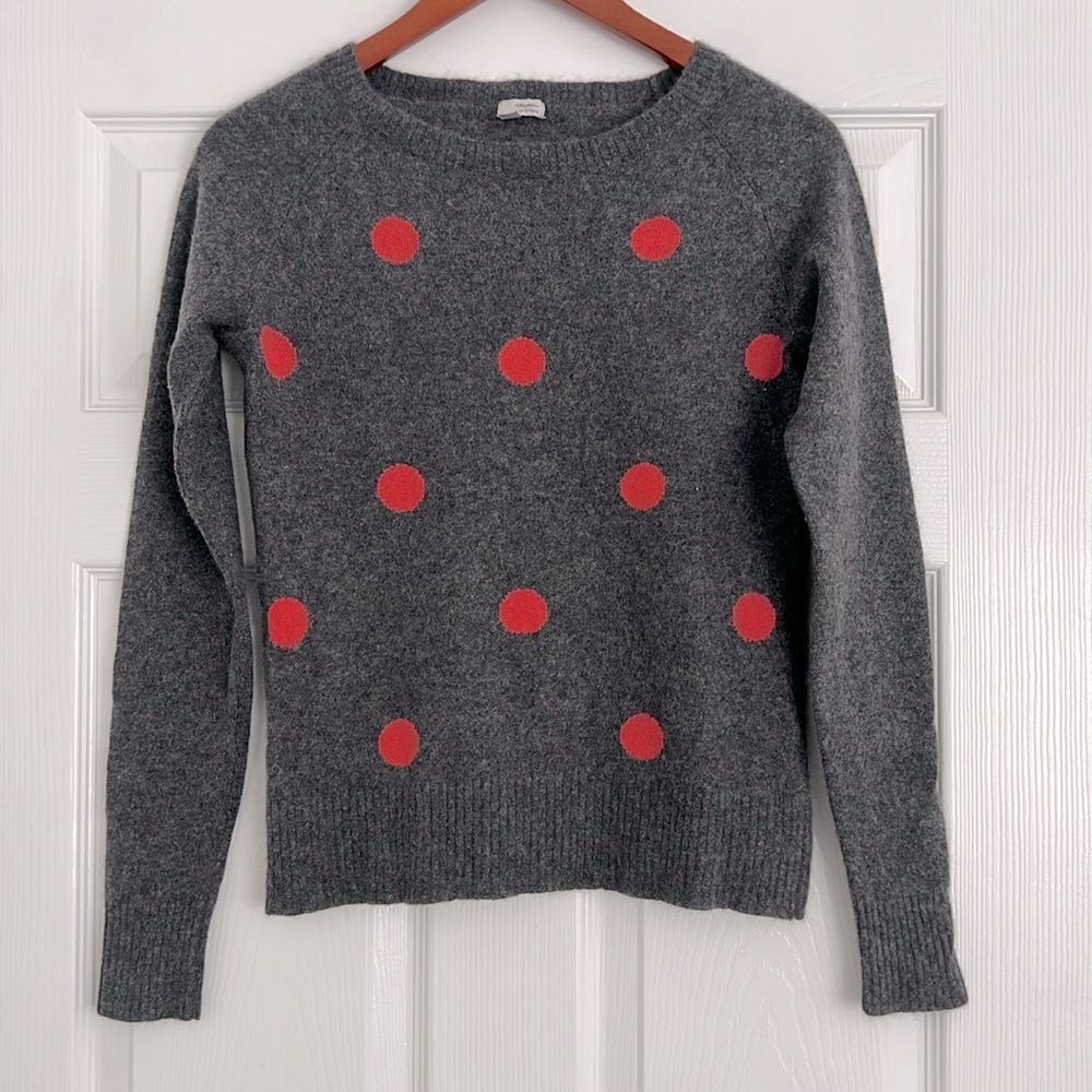 Cashmere Sweater Halogen Gray orange Polka Dots  Size M